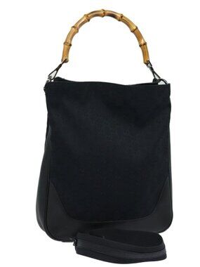 GUCCI Bamboo GG Canvas Hand Bag Black 001 4058 1705 Auth yk14057